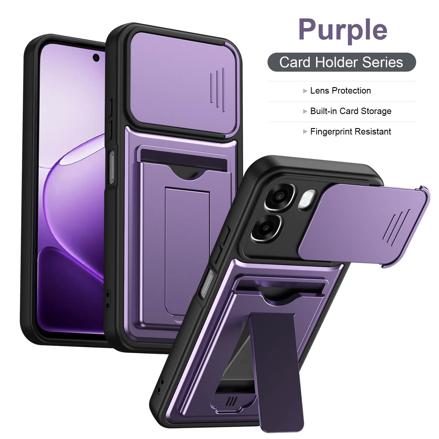 Stylish Matte Wallet Case with Card Slot and Silicone Cover