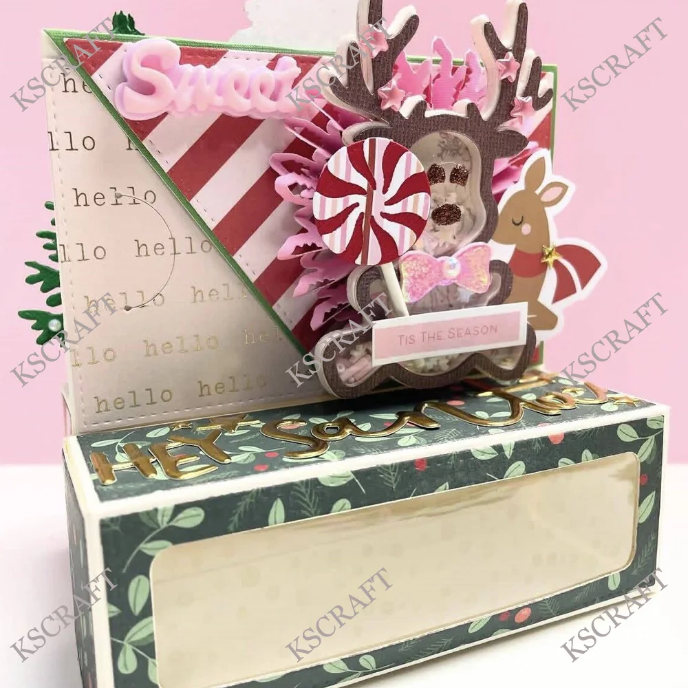 KSCRAFT 선물 상자 및 카드 홀더 커팅 다이 스텐실 DIY 스크랩북 장식 엠보싱 DIY 종이 카드용