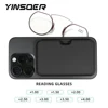 Women Clip Nose Reading Glasses Anti Blue Light Presbyopic Glasses Men Portable Men's Eyeglasses Anti-Lost Legless Bezel + Case