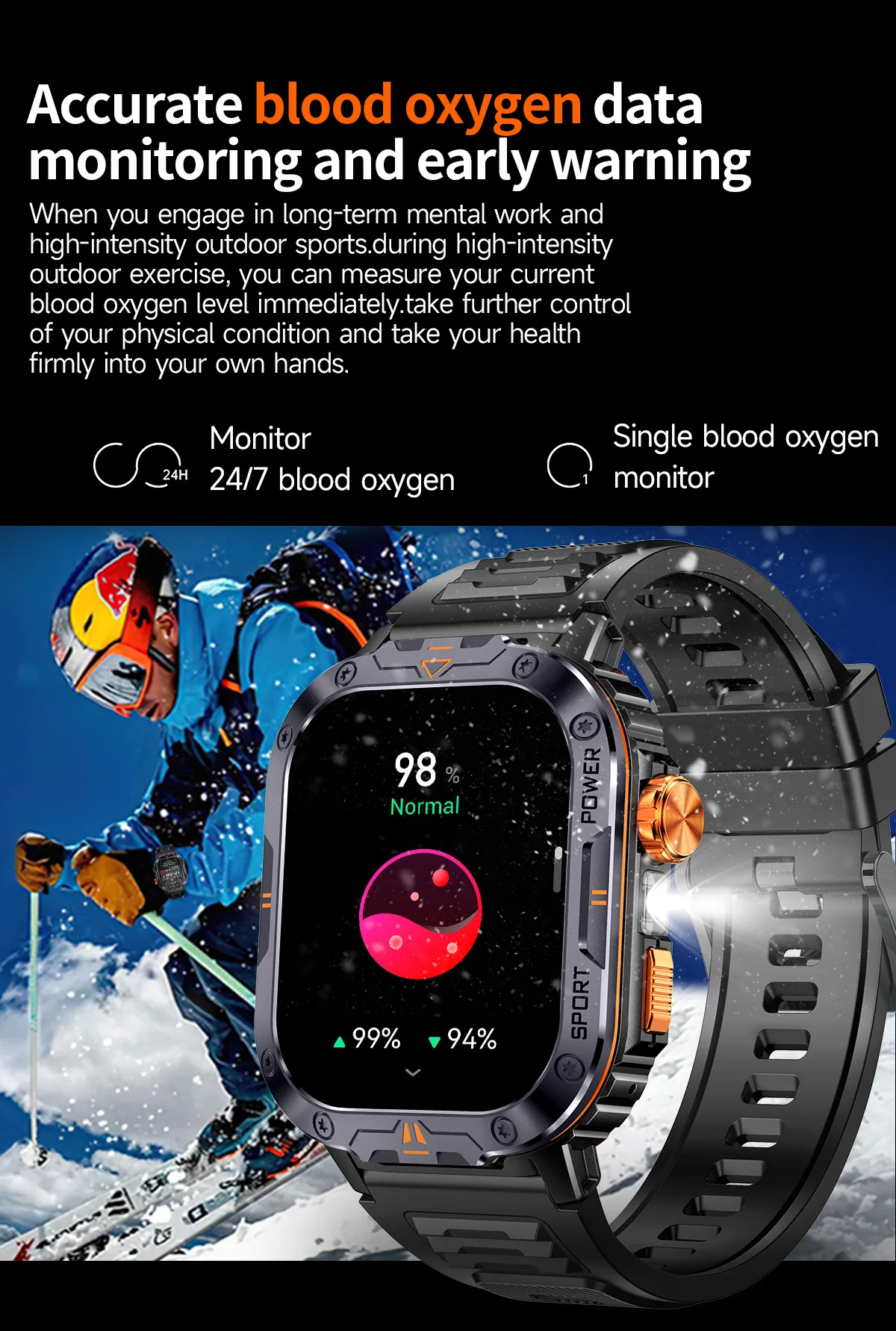 Montre connectée NX20 avec grand écran 2 pouces, lecture de musique locale, lampe torche, Bluetooth, appels IA et commande vocale, idéale pour les hommes et les activités de plein air._voghion.com