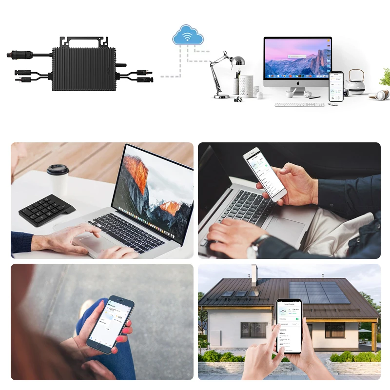 SUKFLOW 1200W 태양광 마이크로 인버터 2-MPPT 웨이브 하이브리드 인버터 IP67 WiFi 모니터링 기능 탑재 휴대용 재생 에너지 시스템용