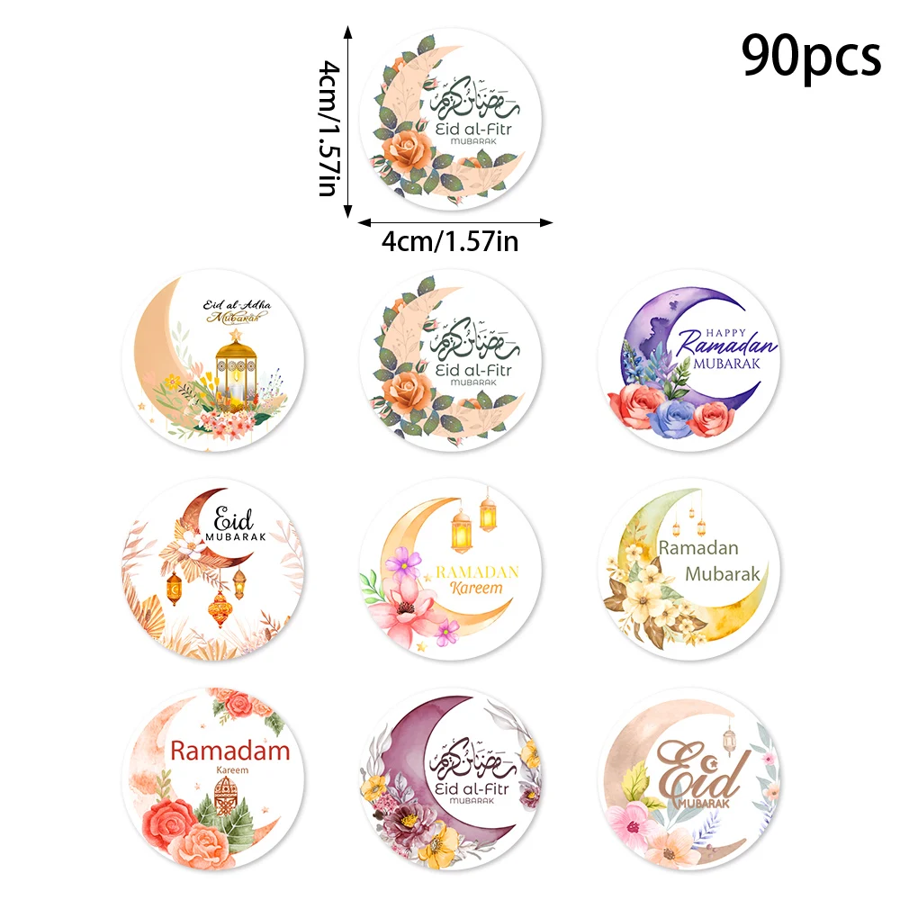 500 Stuks Ramadan Eid Mubarak Stickers - 8 Stijlen Ronde Feeststickers