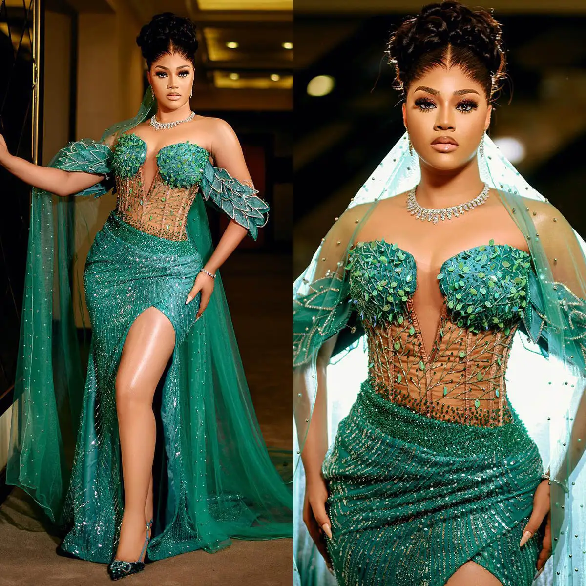 

Stylish Prom Dresses Sequins Beading Evening Gowns Side Split Mermaid Off Shoulder Princess Robes de soirée Party Dress