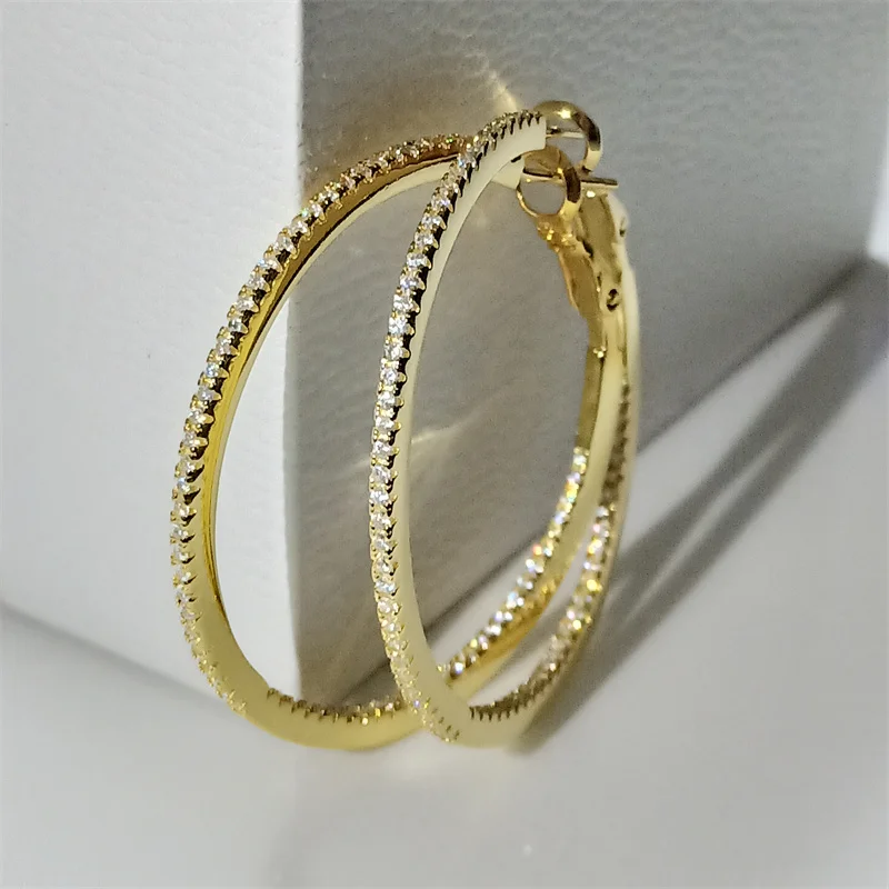 SOMILIA  18K Gold Plate Large Hoop Earrings 925 Sterling Silver Simple Classic Women\'s Earring Cерьги Kольца Jewelry for ladys