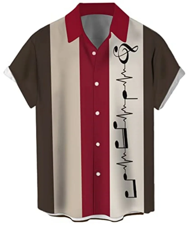 Camisa Vintage Rockabilly - Estilo Anos 50 Com Estampa Havaiana