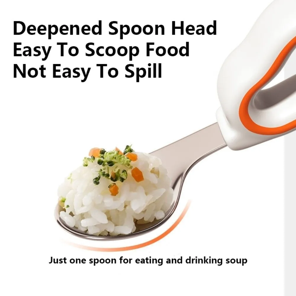 Silicone Baby Fork and Spoon Set 316 Stainless Steel Self Feeding Baby Cutlery Safe with Storage Box Child Tableware