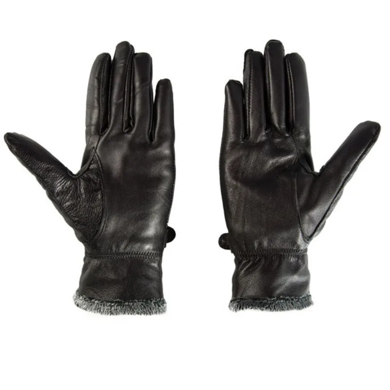 Genuine Leather Riding Gloves for Women, Wool Mittens, Thick Fur Gloves, Double Color, Soft, Fashion, Autumn, Winter