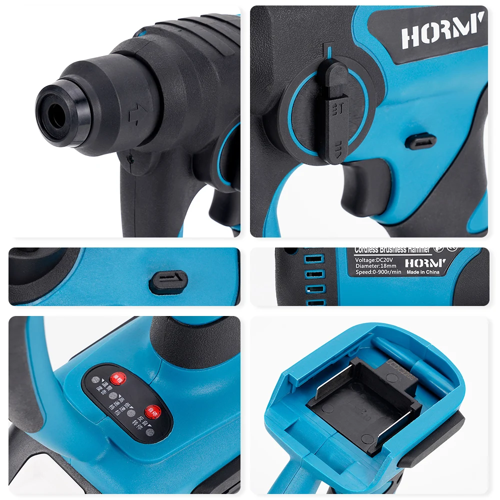 Brushless Cordless Electric Drill Rotary Hammer 4 Modes Drill Demolition Hammer Rechargeable Power Tool for Makita 18V Battery 4
