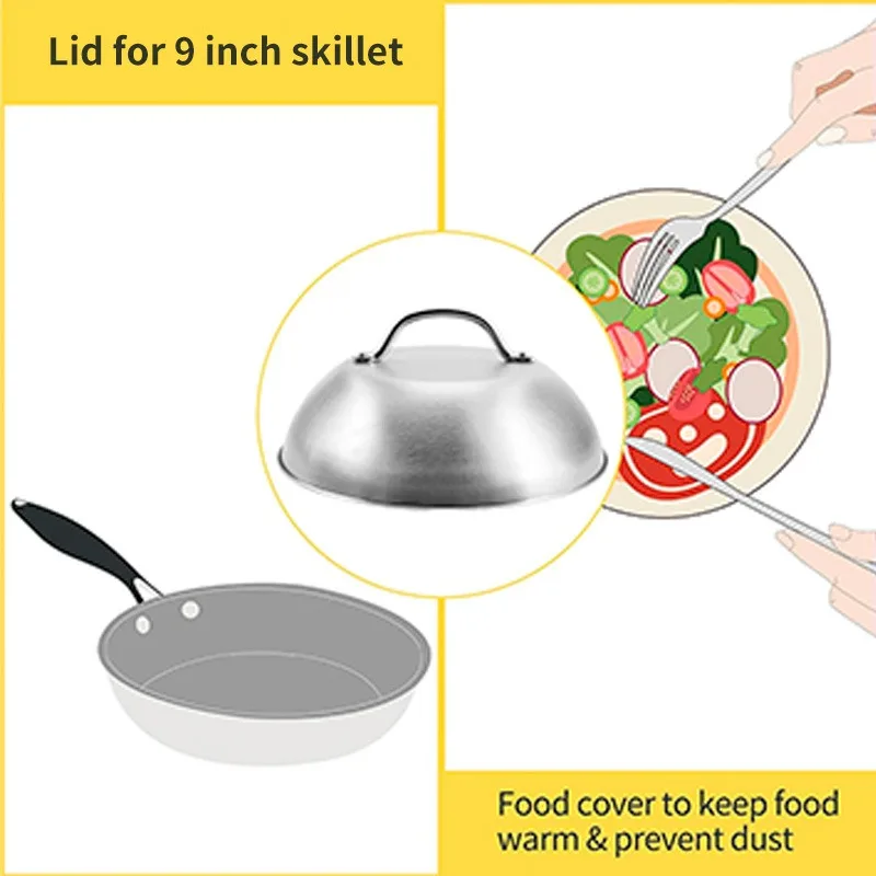Stainless Steel Basting Cover Heatproof Round Cheese Melting Dome Burger Cover Meal Food Kitchen Cooking Supplies food cover