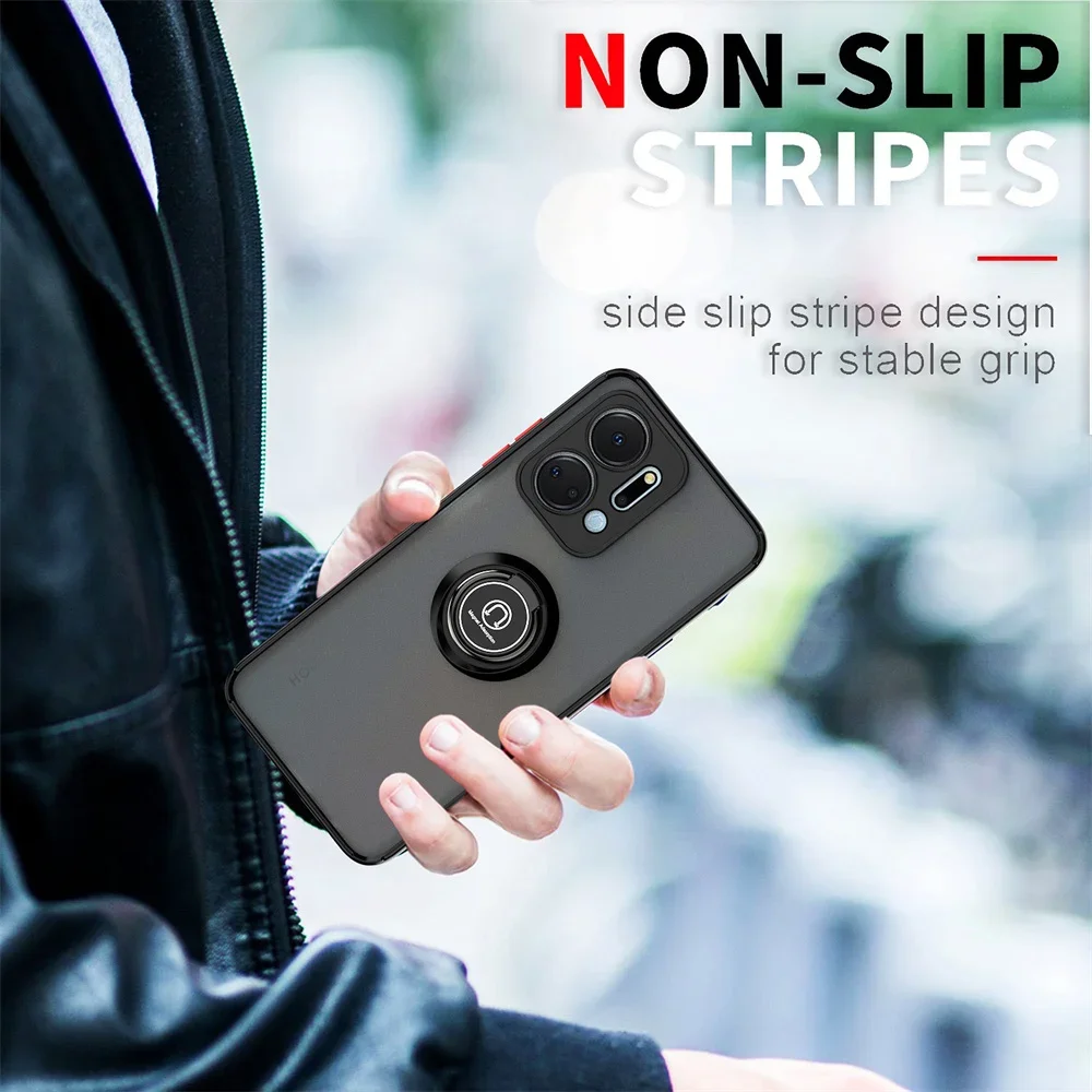 Shockproof Matte Case with Car Magnet Ring Holder Cover