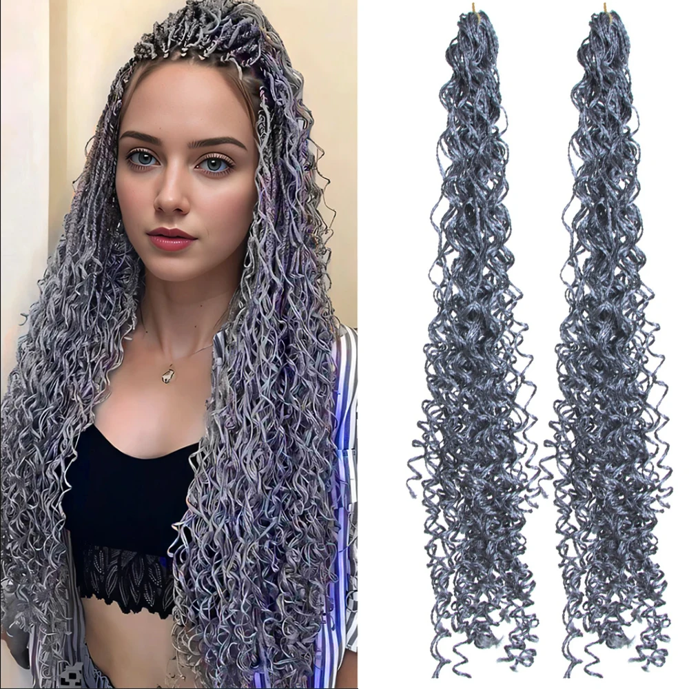 Synthetic Long Curly ZiZi Box Braids 30inch Wavy Thin Micro 3X Pre-Looped Box Braid Hair Crochet Twisted Hair Extensions