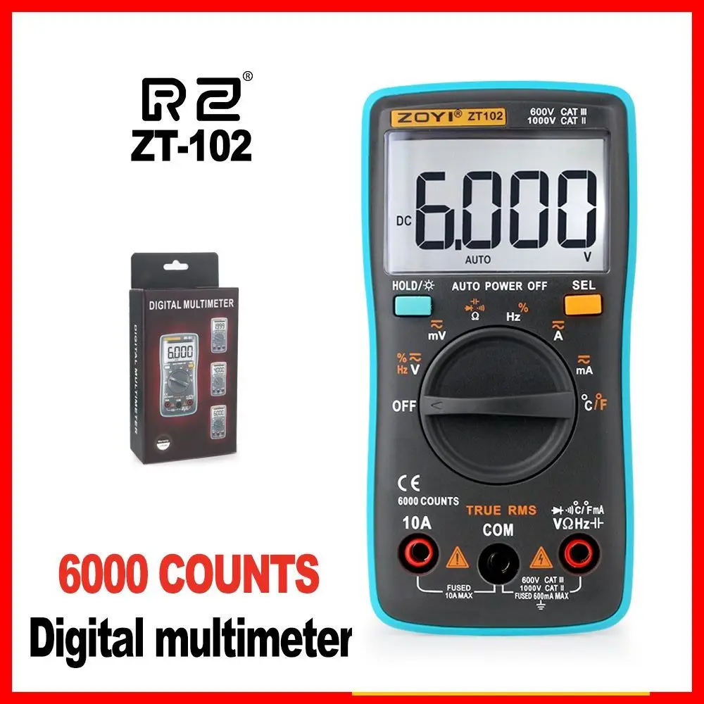 ZOYI Digital Multimeter backlight Meter voltage Diode Ammeter Voltmeter Resistance Frequency ZT98 ZT100 ZT101 ZT102