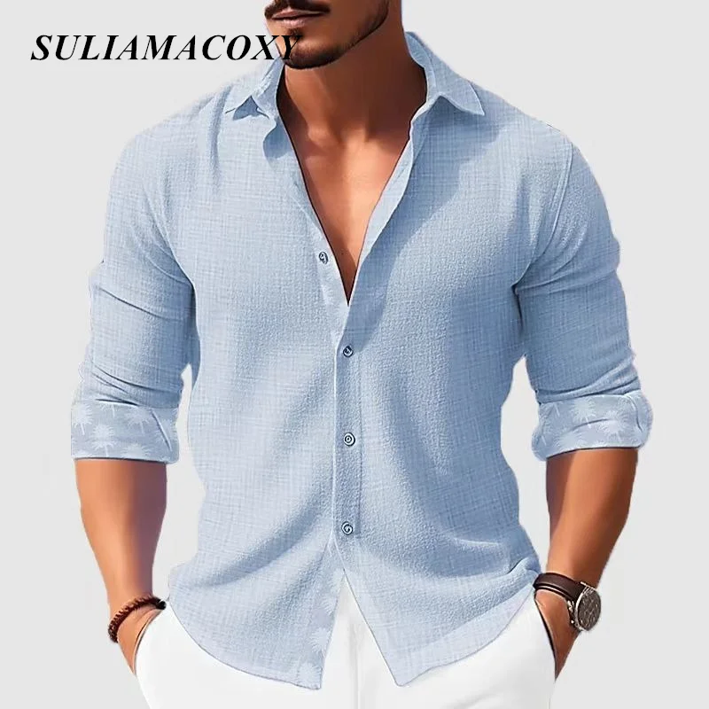 

5XL однотонная мужская пляжная Праздничная Молодежная Модная рубашка