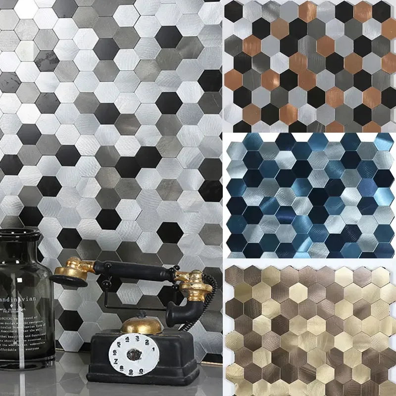 Papel Tapiz De Mosaico, Azulejo De Pared Impermeable De PVC Para Despegar Y Pegar Con Forma