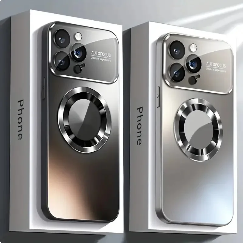 Luxurious Titanium Metallic Matte Case with MagSafe and Glass Lens Camera Protection