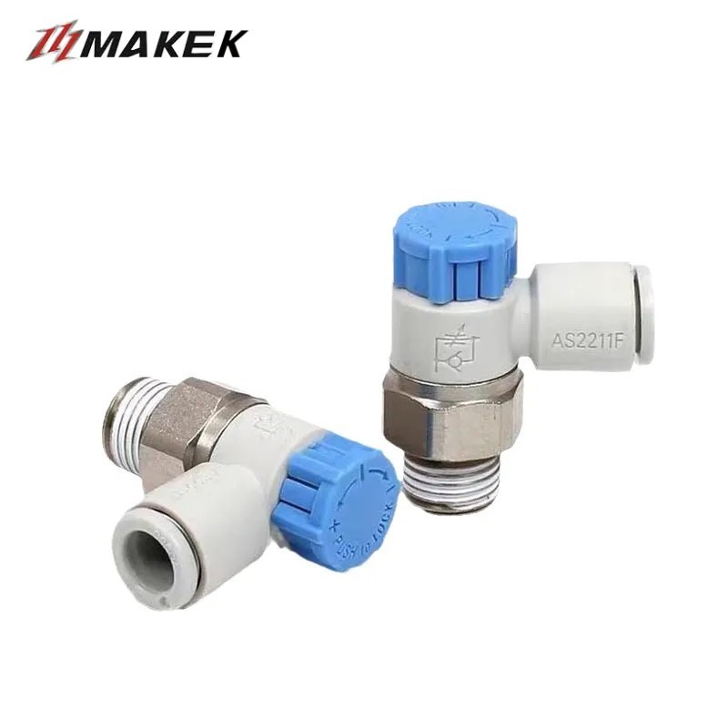 Elbow fittings AS1211F AS2211F AS3211F Flow control valve Regulator valve pneumatic fittings speed regulator S-AS1211F-M5-04A