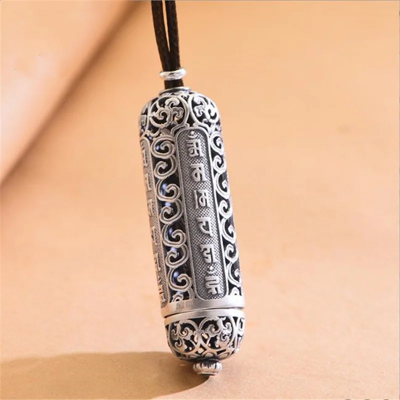 Männlicher Anhänger mit sechs Zeichen, Mantra Maitreya, lachender Buddha, Amitabha-Halskette für Männer, Schmuckkette, 925er Silber, Halskette, Jungen-Geschenk – Detail 2
