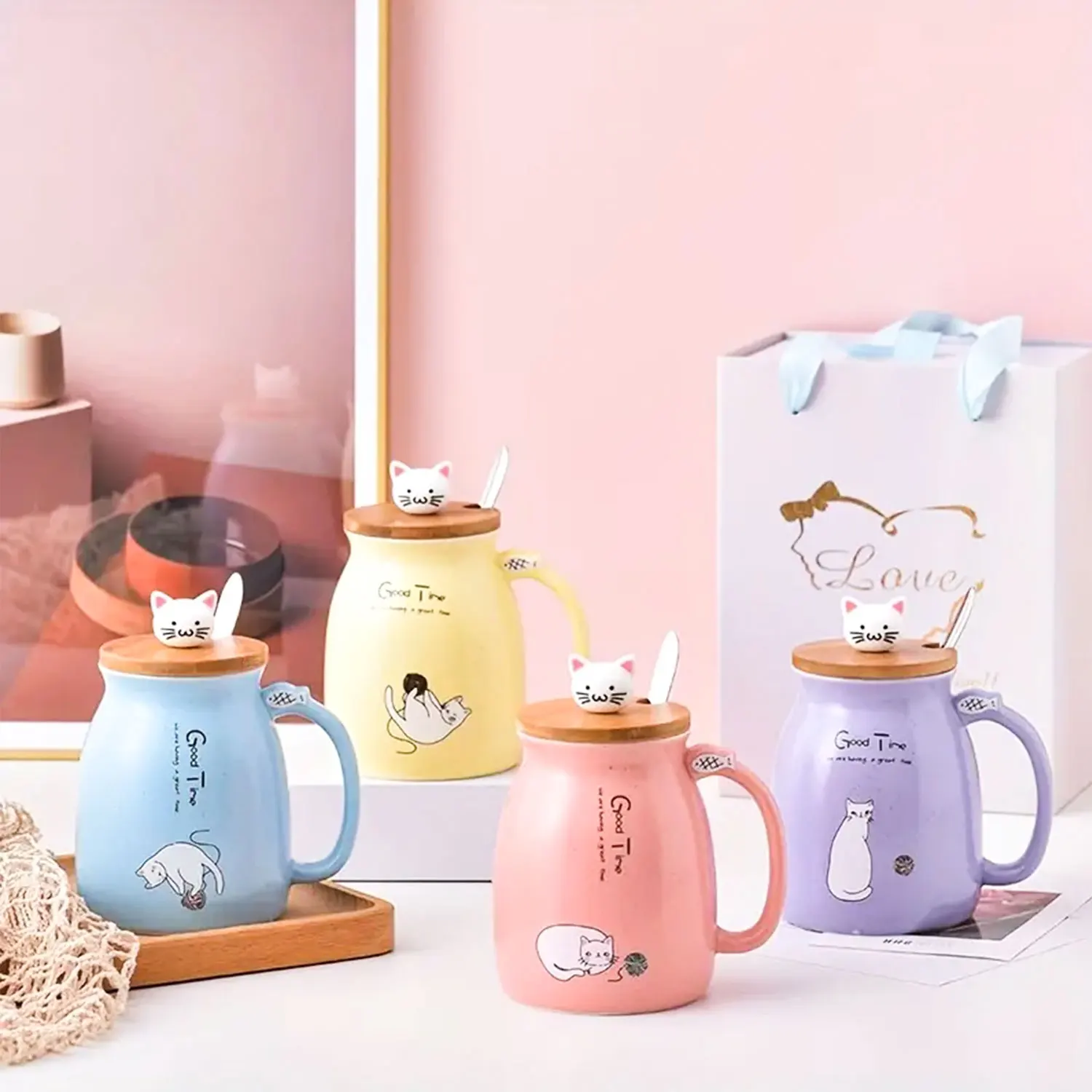 MAKCNMYM Tazza da caffè in ceramica vintage con fiori, tazze carine floreali irregolari, senza piombo, porcellana per cappuccino, cacao (confezione da 4