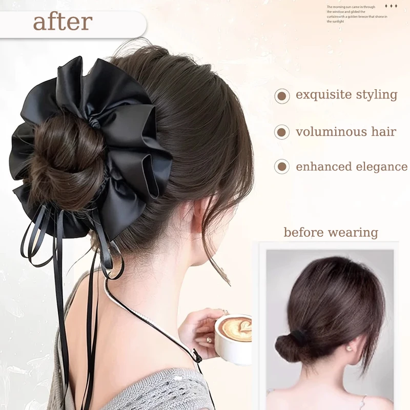 Synthetic Balletcore Hair Bun Wig Claw Clip Bun Hair Extensions Braided Updo Hair with Hair Accessories for Women Daily Party