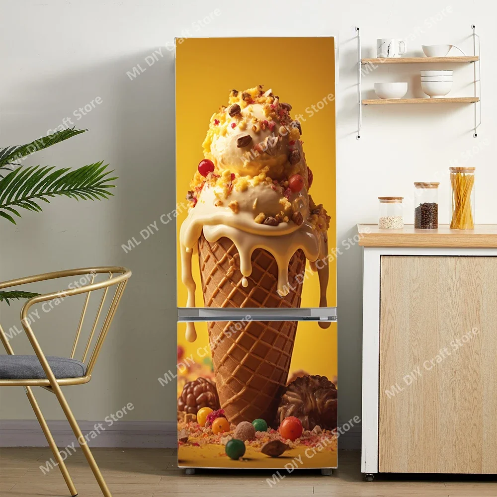 thumbnail image 1 of Pegatinas de pared para puerta de refrigerador con diseño de donuts y helado, papel tapiz de PVC autoadhesivo para cocina, cubierta para puerta de refrigerador, decoración, 1 of 5