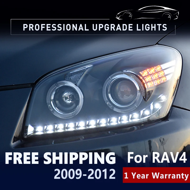 Car LED Headlight For Toyota RAV4 2009-2012 RAV 4 Front Lamp Double Xenon  Projector Lens Automotive Accessories