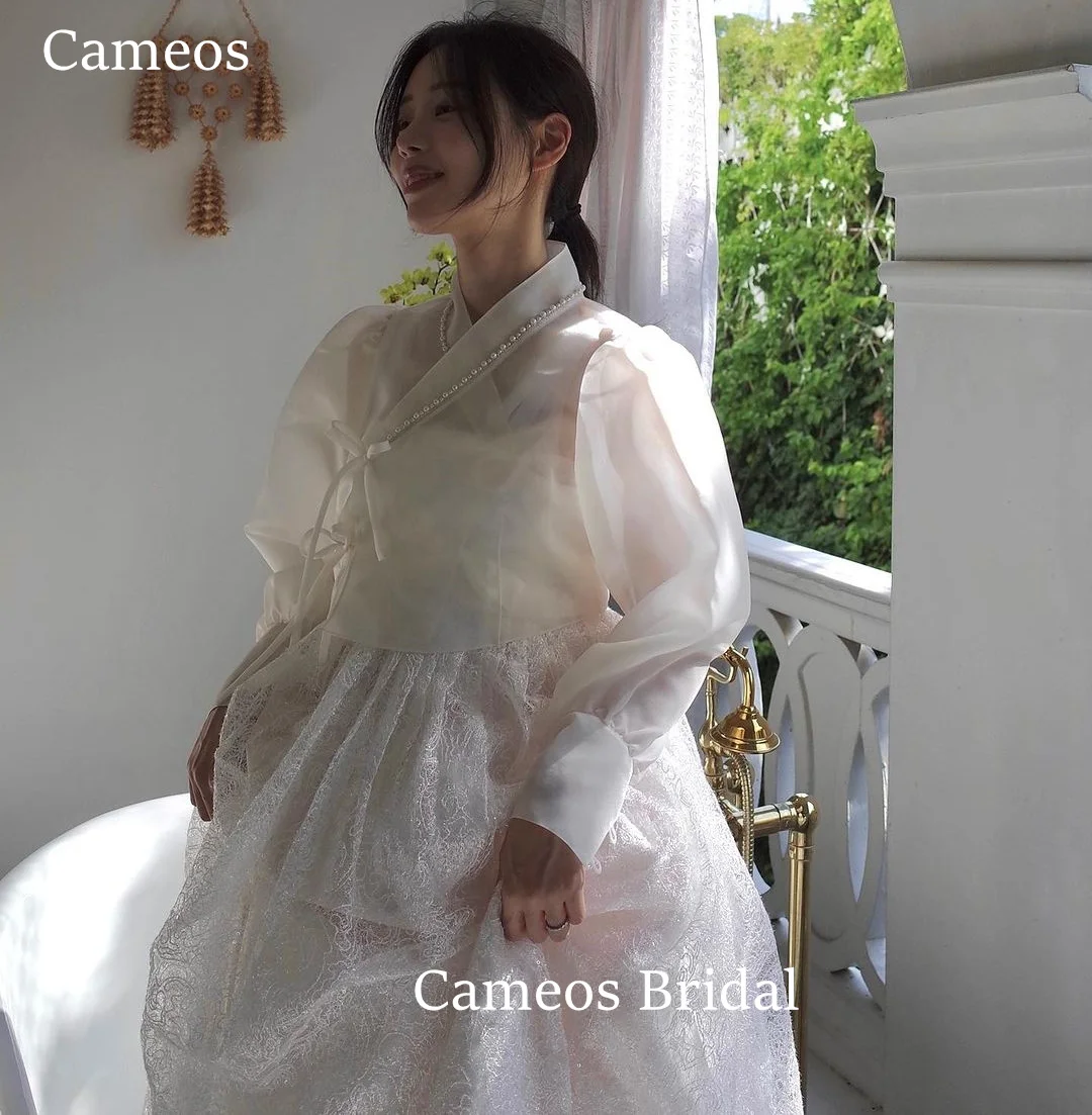 

SONDR Korea Puff Sleeves Lace Wedding Dress Custom Made Formal Bride Dress Ivory 웨딩드레스 A-Line Organza Top Wedding Gown Bridal