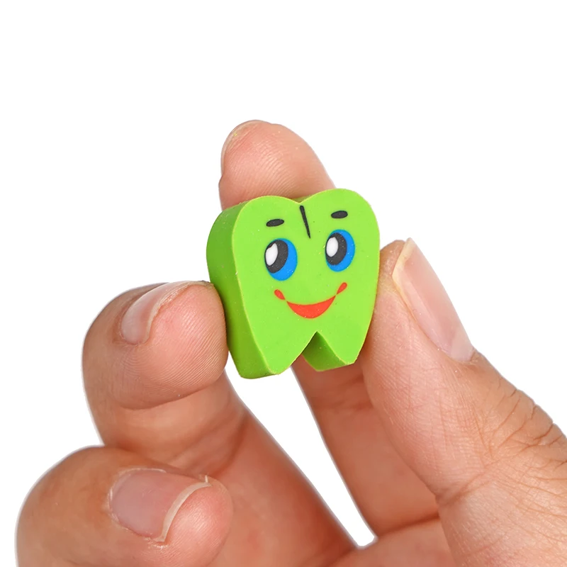 10pcs 귀여운 치아 모양 어금니 모양의 고무 지우개 치과 의사 선물 치과 진료소 고무 어린이와 학생에게 적합