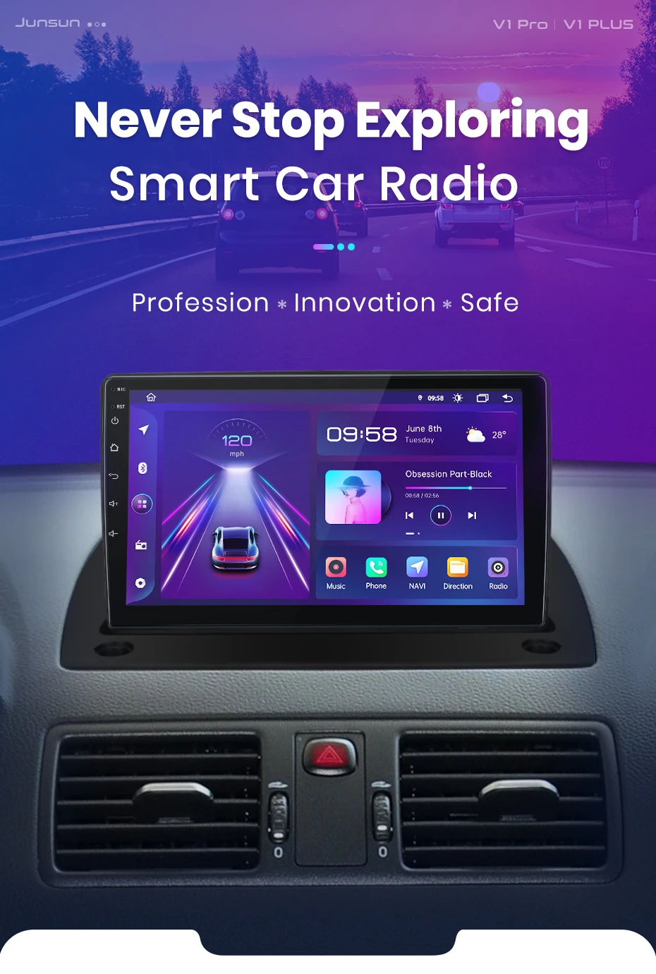 Junsun V1 AI Stimme Drahtlose CarPlay Android Auto Radio für Volvo XC90 2004 2005 2006-2014 4G Auto multimedia GPS 2din autoradio – Detail 2