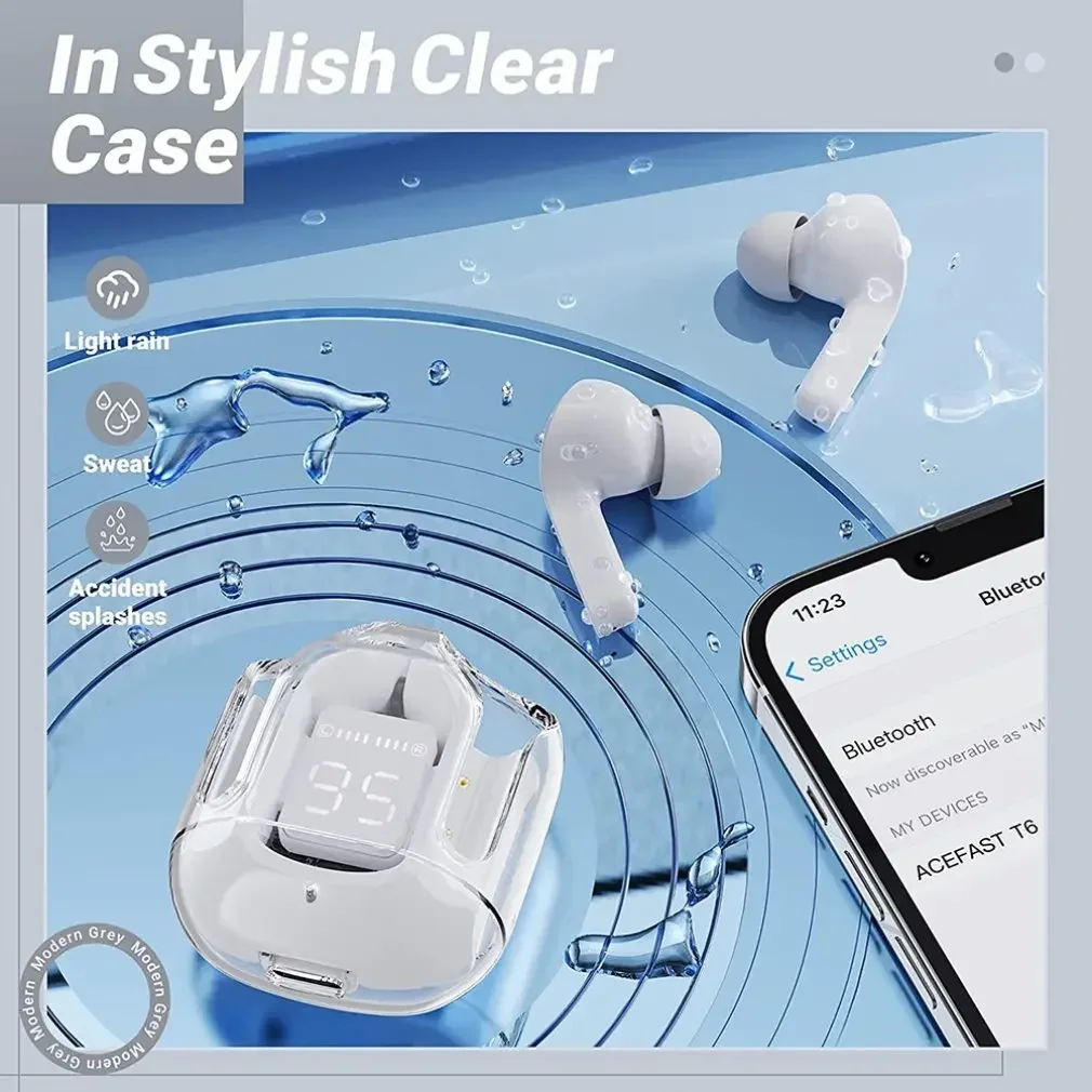 Écouteurs Bluetooth étanches avec affichage numérique, boîtier de chargement sans fil, casque stéréo HiFi, suppression du bruit, écouteurs de jeu BT30, ENC