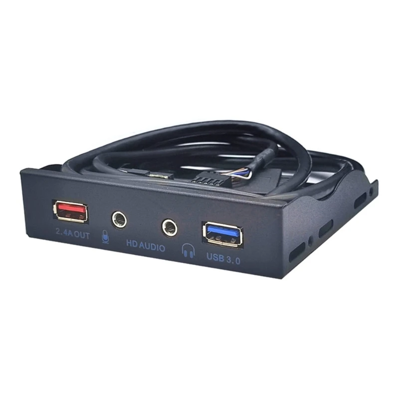 플로피 베이 2 포트 USB 허브 3.5mm 이어폰 인터페이스 PC 전면 패널 T5EE