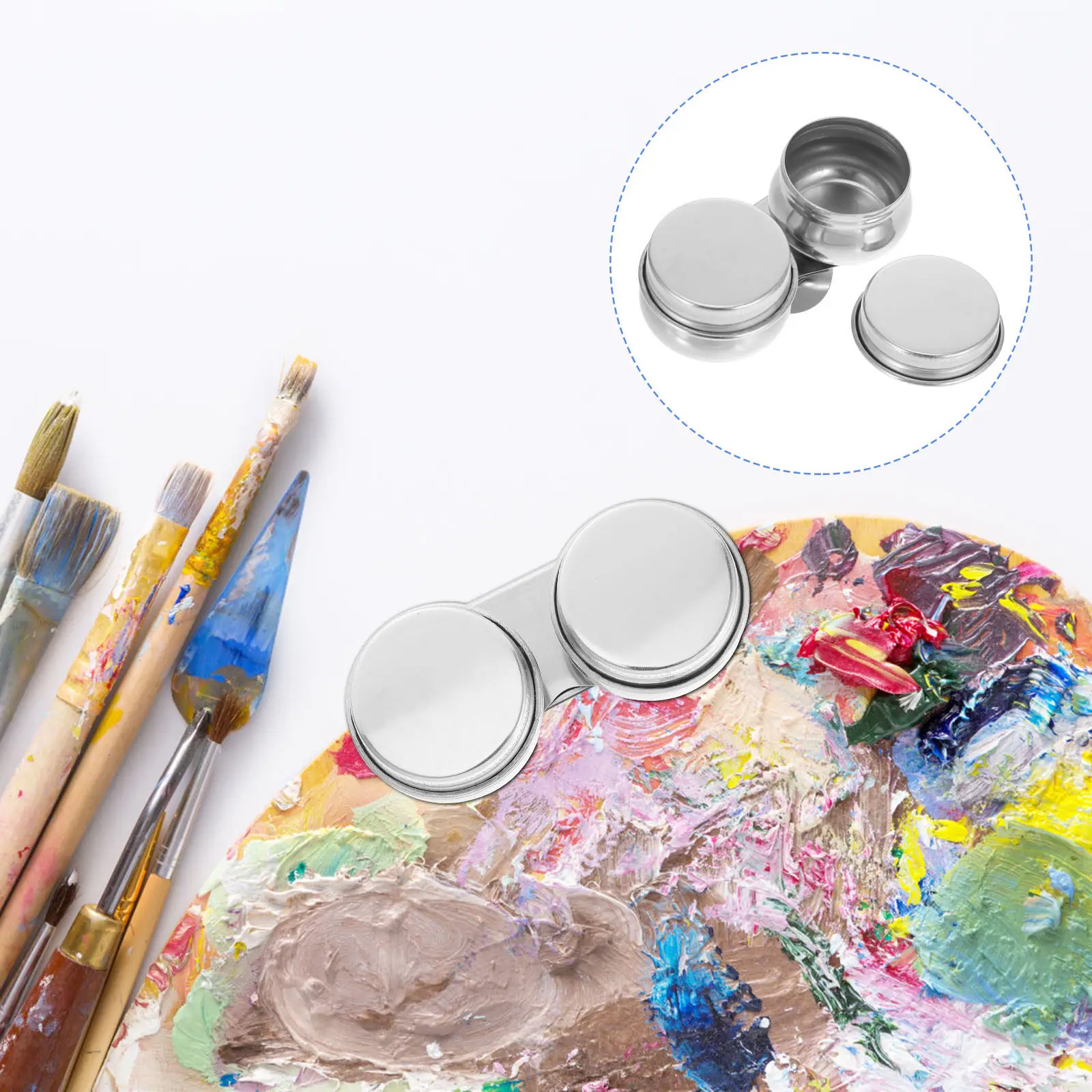 스테인레스 스틸 페인팅 브러시 세척기 뚜껑 바닥 클립 디자인 팔레트용 간편 세척 재사용 가능 아트 용품