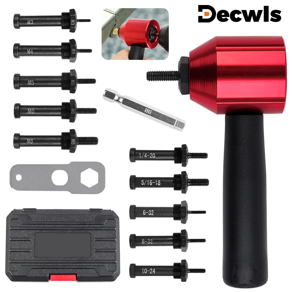 Electric Riveting Machine Metric M3 M4 M5 M6 M8,British 6-32, 8-32, 10-24, 1/4-20, 5/16-18,Rivet Nut Gun Converter,Riveting Tool