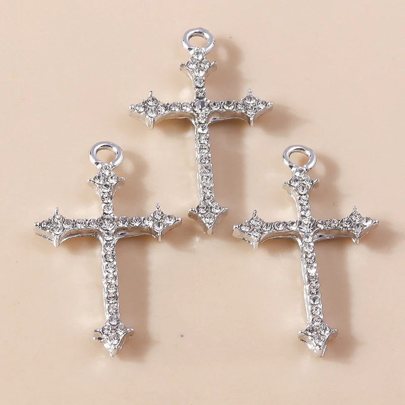 20 Stück 18 x 31 mm niedliche Kreuz-Anhänger aus Kristalllegierung für die Schmuckherstellung, Tropfenohrringe, Halsketten, DIY-Handwerk, Schmuckzubehör – Detail 4