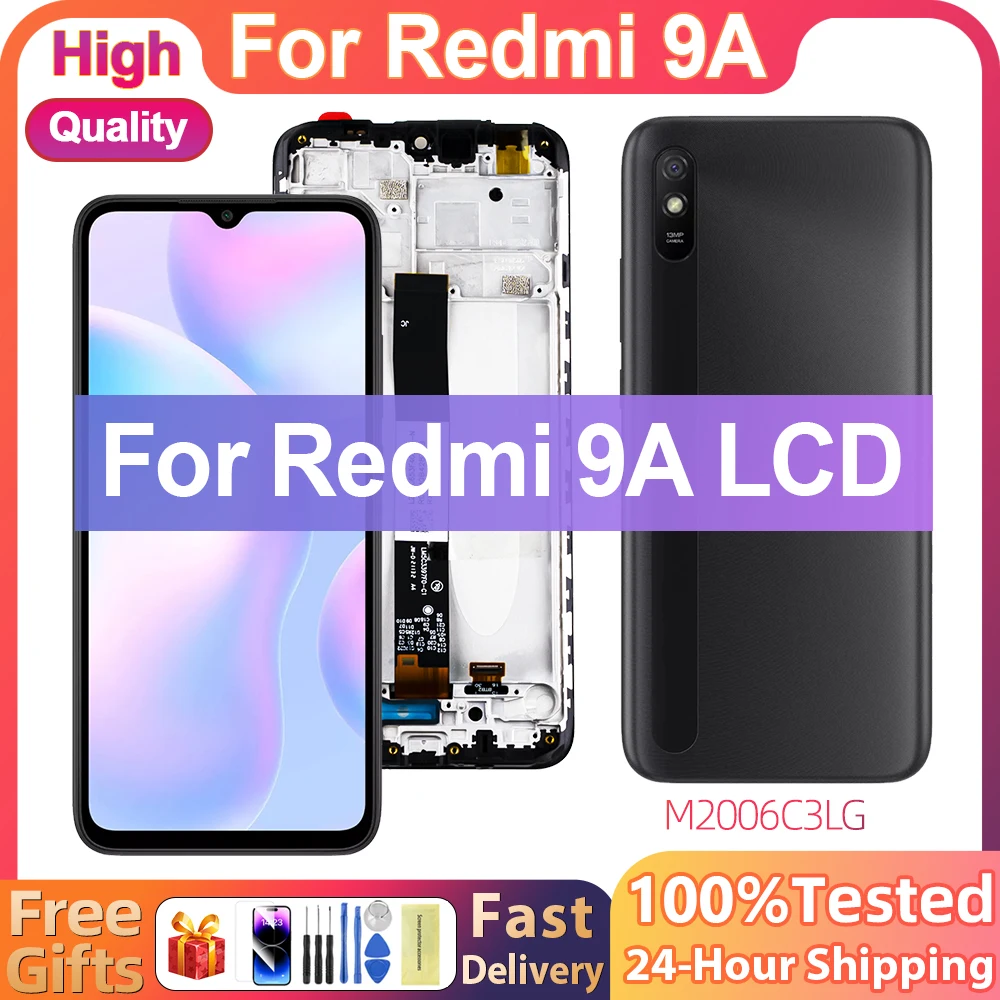 

ЖК-дисплей для Xiaomi Redmi 9A с сенсорным экраном 6,53 дюйма и дигитайзером в сборе, сменный ЖК-дисплей с рамкой для Redmi M2006C3LG