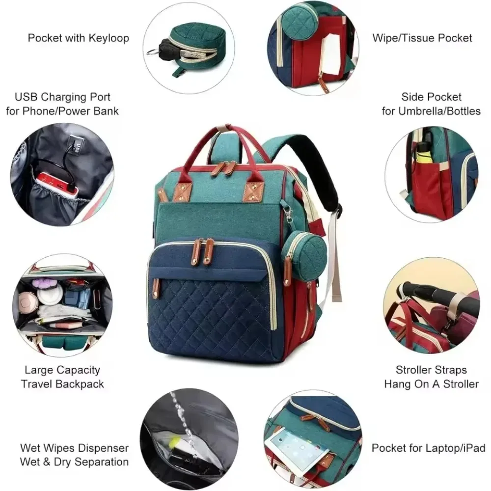 Baby diaper backpack toddler diaper backpack with changing pad mom and dad travel large capacity baby bag