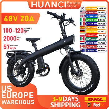 HUANCI Q3 Mountain Elektrofahrrad 2000W 57KM/H elektrisches Fahrrad mit abnehmbarem Akku 48V 20AH Ebike 20Zoll Fat Tire Off-Road E-Bike 1