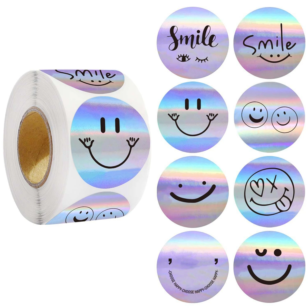 100-500 pièces arc-en-ciel Laser merci de soutenir ma petite entreprise autocollants cadeau enveloppe étanchéité expédition courrier étiquettes 1 pouce