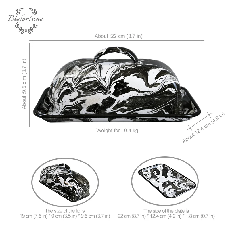 Retro Darmhouse Style Dishes Metal Butter Dish With Cover Applicable To Workbench Non-Damable Container
