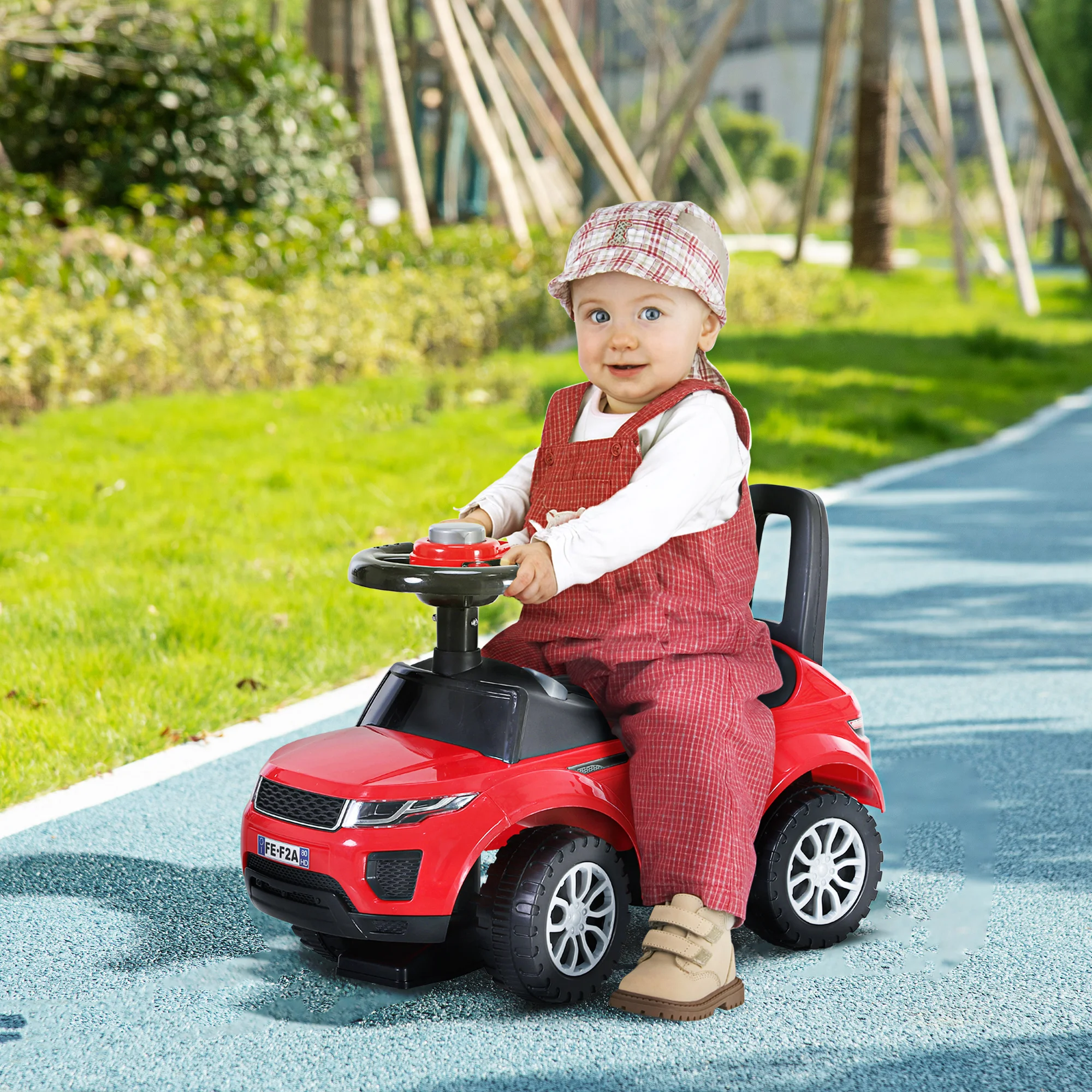 HOMCOM No Power Quad Kleinkind Fahrt Im Auto Fuß-zu-Boden Gleiten Pink