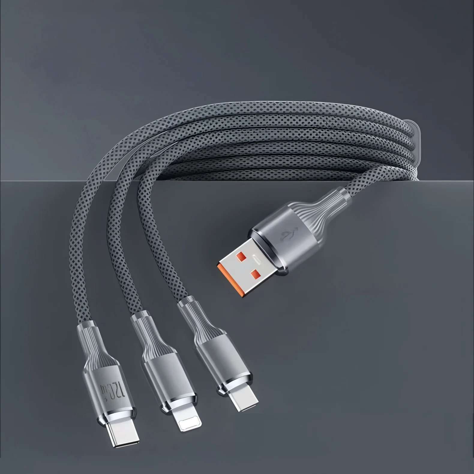 120W 고속 충전 케이블 멀티 충전 케이블 나일론 편조 멀티 USB 범용 3 in 1 충전 코드 어댑터 (타입-C 마이크로 포함)