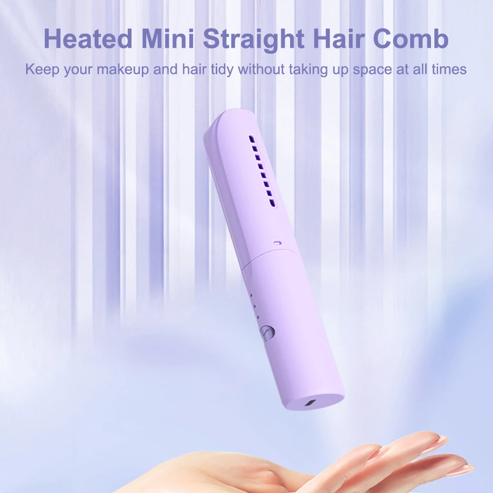 Anti-Scald Cordless Hair Straightener Brush Electric USB Rechargeable Hair Straightener Brush Comb for Home Travel