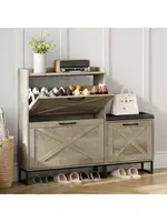 Maupvit Shoe Storage Cabinet with 3 Flip Drawers for 20 Pairs Entryway Shoe Storage with Shoe Bench Narrow Hidden Shoe O 1