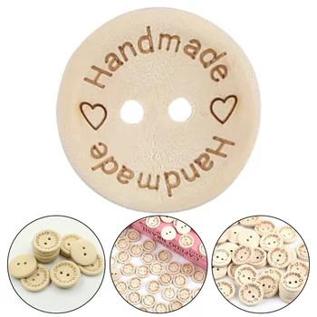 100Pcs Wooden Buttons Clothing Decoration Wedding Decor Handmade Letter Love DIY Crafts Sewing Accessories