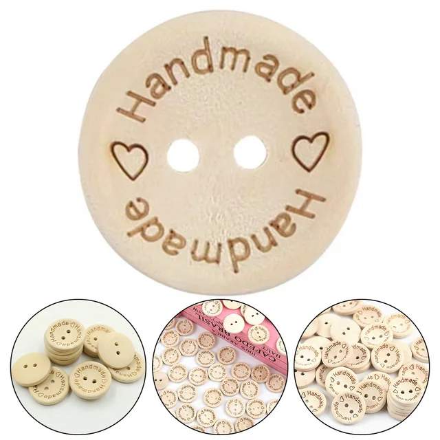 100Pcs Wooden Buttons Clothing Decoration Wedding Decor Handmade Letter Love DIY Crafts Sewing Accessories