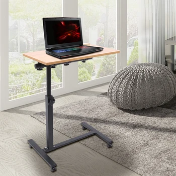 Portable Adjustable Laptop Desk - Rolling Overbed Table with Tray, Ideal for Home Office & Comfortable Use 2
