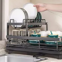 Household Multifunctional Bowl Rack Stainless Steel Shelf Storage Drain Rack Tableware Storage Box Cupboard Kitchen Dish Rack 1