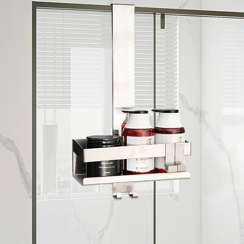 

Behind-the-door Bathroom Storage Rack Punch-free Wall-mounted Layered Hanging Basket Bathroom Supplies Shower Organizer