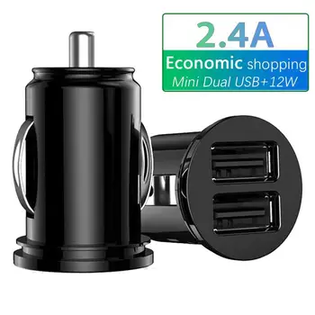 Caricabatteria da auto doppio USB 2.4A 5V per tutti gli smartphone Adattatore di alimentazione per accendisigari per auto Caricatore per telefono per auto a ricarica rapida USB a 2 porte