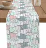 Cartoon Animal Cat Linen Table Runner Dresser Scarf Table Decor Farmhouse Kitchen  Dining Table Runner Holiday Party Decor 1