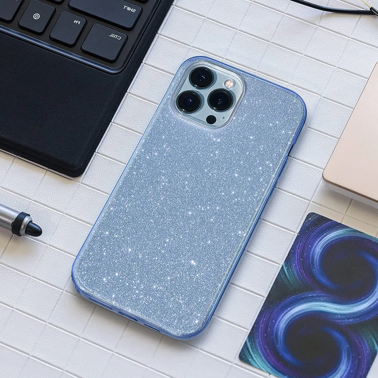 Blue Glitter Sparkle Bling Phone Case Cover Accessories